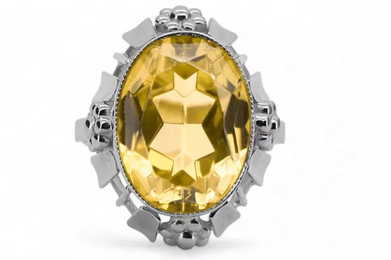 Ring Yellow Peridot Sterling silver 925 Vintage craft vrc043s